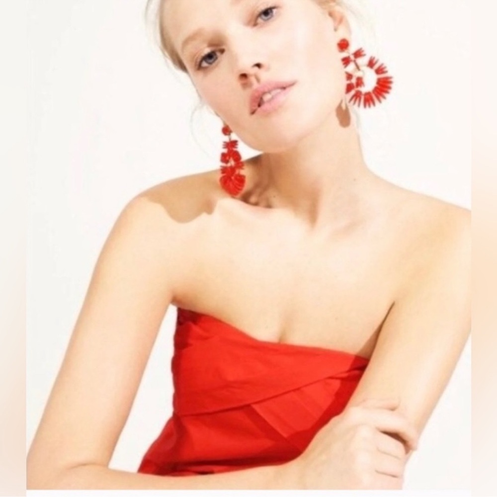J. Crew Bright Red Strapless Top